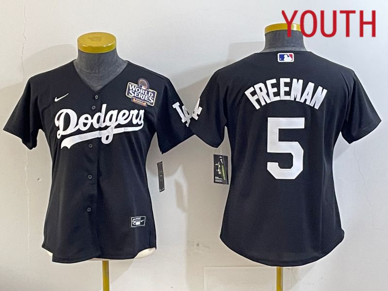 Youth Los Angeles Dodgers 5 Freeman Black Game 2024 Nike MLB Jersey style 11211